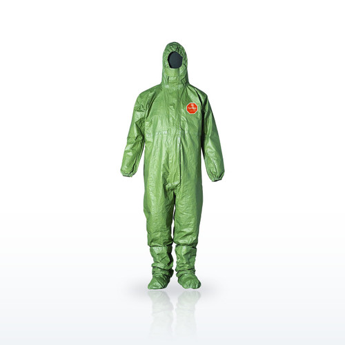 DuPont Tychem 2000 SFR Coverall with Hood and Attached Socks - Green, 4XL