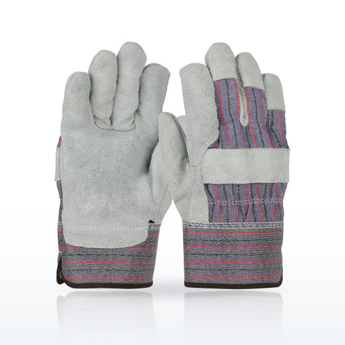Economy Grade Split Cowhide Leather Palm Glove with Fabric Back