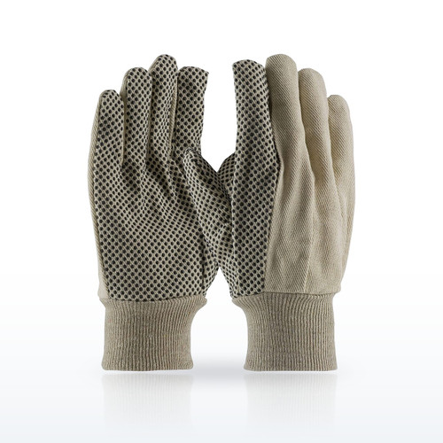 Economy Grade Cotton/Poly Canvas Glove with PVC Dotted Grip on Palm