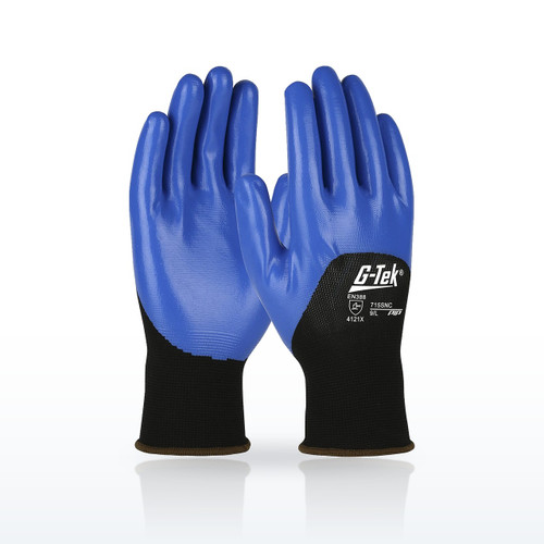 G-Tek 715SNC Economy Seamless Knit Nylon Glove, Nitrile Coated Smooth Grip