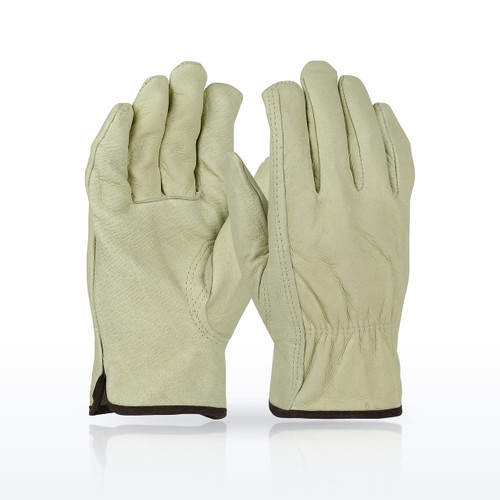 Economy Top Grain Pigskin Leather Drivers Glove with Red Fleece Lining