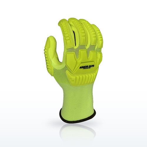 15 Gauge ExtraFlex Plus Hi-Vis Glove Liner, TPV Impact Back, Foam Nitrile Palm