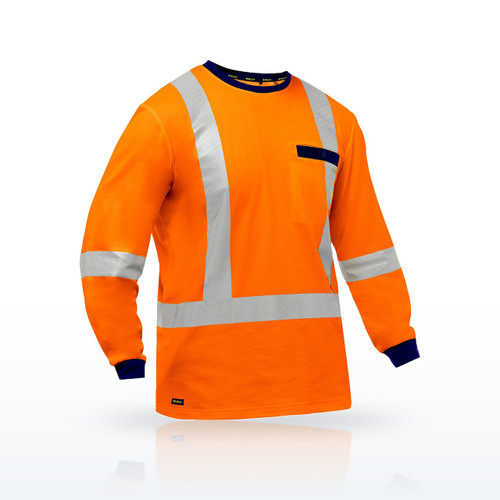 Bisley Essentials 313M6118X Hi-Vis Shirts, ANSI Type R Class 3 Long Sleeve Shirt