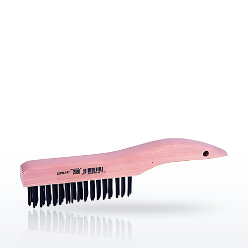 Economy Scratch Brush, 10 in, 4 x 16 Rows, Steel Wire, Shoe Hardwood Handle