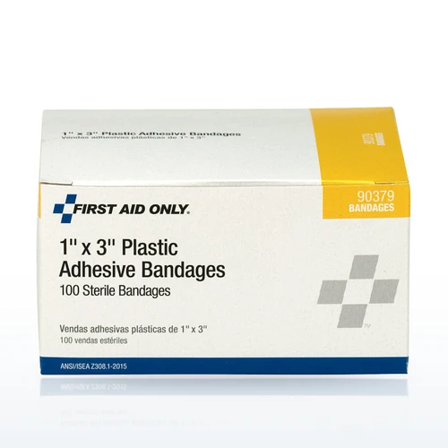 First Aid Only 90379 Bandages & Dressings, 1 x 3 Plastic Bandages, 100 per Box