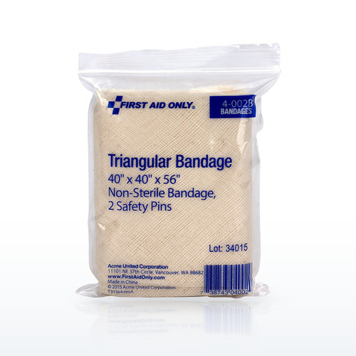 First Aid Only 40"x40"x56" Muslin Triangular Bandage, 1 Per Bag