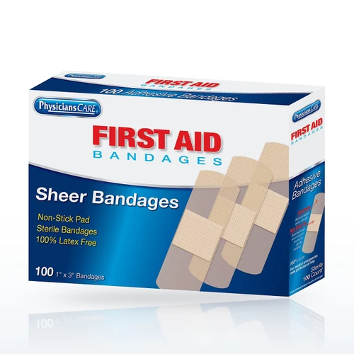 First Aid Only 90331 Bandages & Dressings, 1x3 Sheer Bandages, 100 per Box