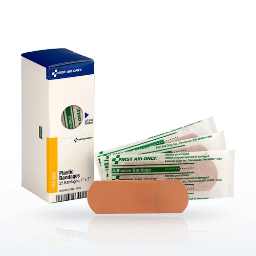 First Aid Only FAE-3002 First Aid Refills, Adhesive Plastic Bandages, 1 x 3