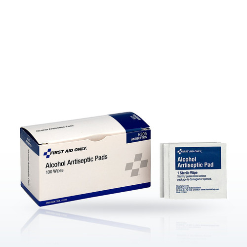 First Aid Only H305 Antiseptics & Ointments, Alcohol Wipes, 100 per Box