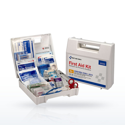 First Aid Only 90589 25 Person Bulk Plastic First Aid Kit, ANSI A+, Type I & II