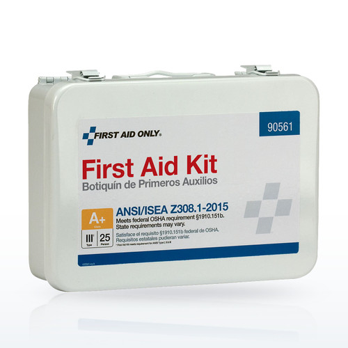 First Aid Only 25 Person Metal First Aid Kit, ANSI A+, Type III, ANSI 2015