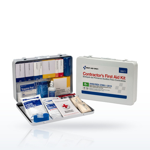First Aid Only 90671 50 Person Contractor ANSI B+ First Aid Kit, Metal Case
