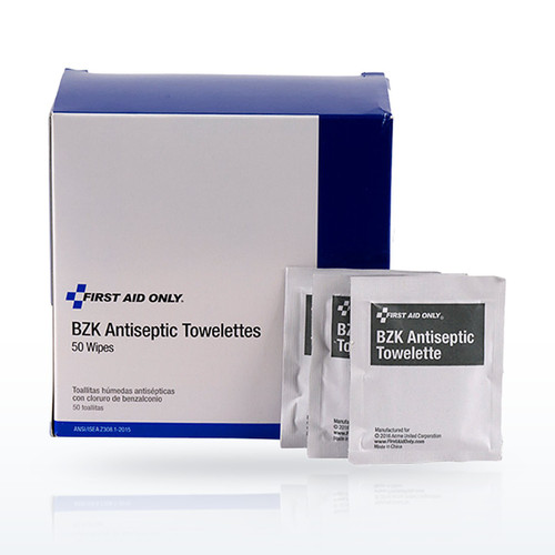 First Aid Only BZK Antiseptic Towelettes, 50 Count