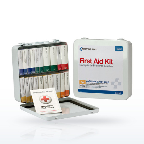 First Aid Only 50 Person 24 Unit First Aid Kit, Metal, Weatherproof, ANSI A+