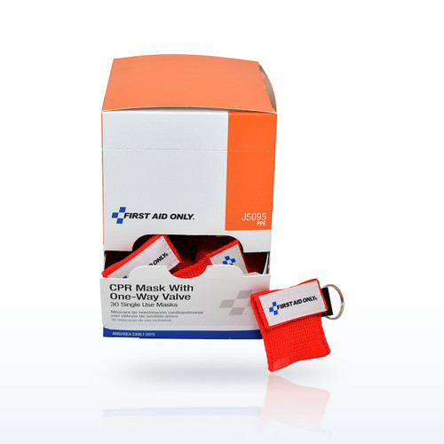 First Aid Only J5095 CPR & AED, CPR Mask Keychain, 30 per Box