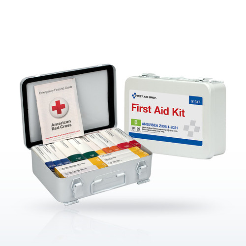 First Aid Only Metal First Aid Kit, ANSI 2021 Compliant