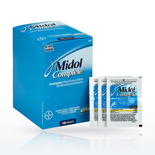 First Aid Only Midol, 2 Per Individual Pack, Box of 50
