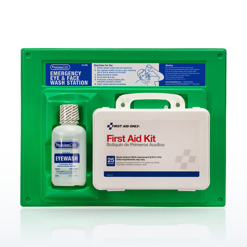 First Aid Only 24-500 Single Eyewash Station, 25 Person OSHA First Aid Kit