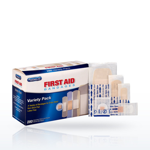 First Aid Only Sheer & Clear Bandage Variety Pack, Assorted Sizes, 280 Count