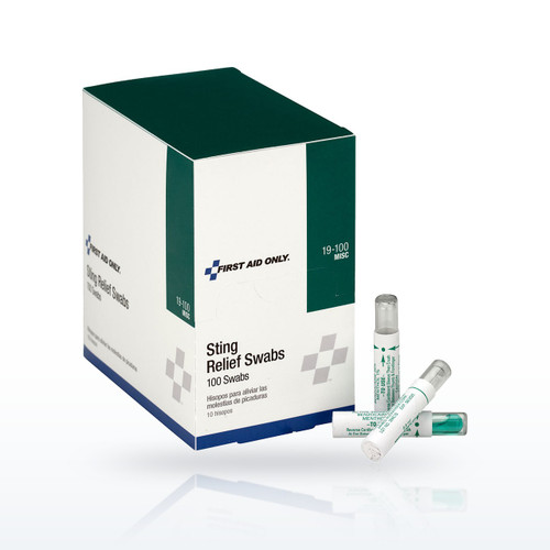 First Aid Only 19-100 Antiseptics & Ointments, Sting Relief Swabs, 100 per Box