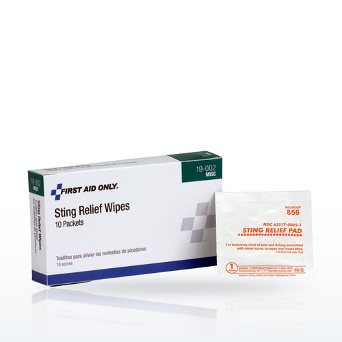 First Aid Only Sting Relief Wipes, 10 Count