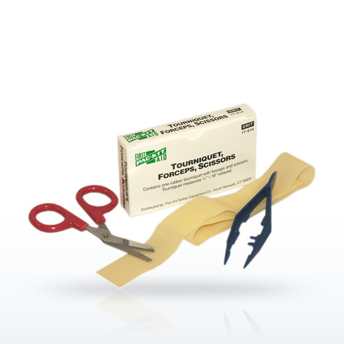 First Aid Only Rubber Tourniquet, Tweezers, Scissors, 1 of Each in the Kit