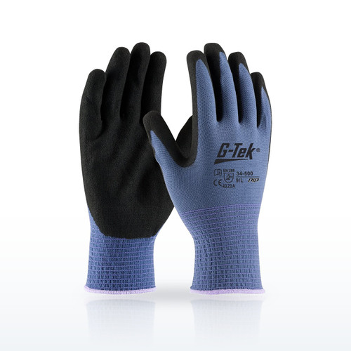 G-Tek GP 34-500 Coated Gloves, ANSI A1, Seamless Knit Nylon Glove