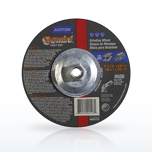 Gemini Depressed Center Wheel, 7 in Diameter, 1/4 in Thick, 5/8 in Arbor