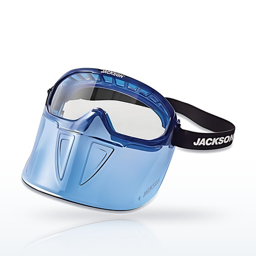 GPL500 Series Premium Goggle with Detachable Face Shield, Blue Frame, AF, Clear