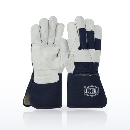 Heavy Premium Split Cowhide Leather Double Palm Glove with Canvas Back - IC8DP