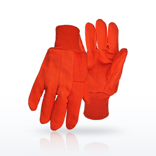 Hi-Vis Polyester/Cotton Corded Double Palm Glove with Nap-In Finish - 30PCF