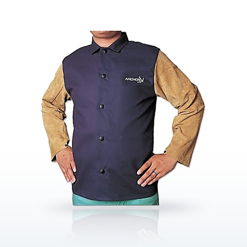 Best Welds 1201 Coats & Jackets, Leather/FR Sateen Combo Jacket, Blue/Tan