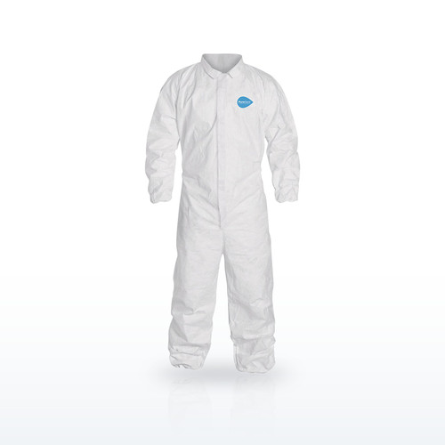 Liberty Safety APA® PE coated polypropylene white coverall, zipper, collar