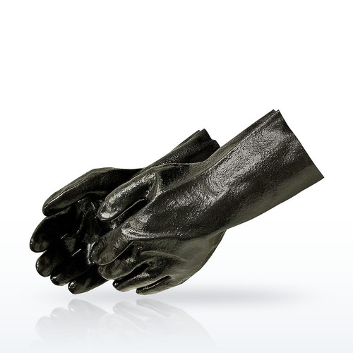 Liberty Safety 2134 PVC Gloves, PVC Coated, Black PVC