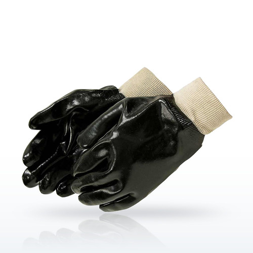 Liberty Safety Black PVC, knit wrist, smooth finish, interlock lined Gloves