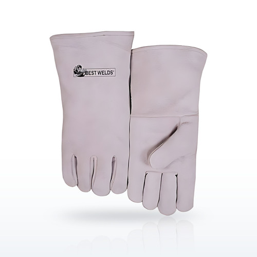 Leather Welder's Gloves, Shoulder Split Cowhide, Large, Gray