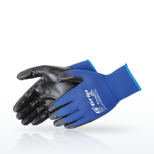 Liberty Safety FLX™ 13 gauge, 100% blue polyester shell, black foam nitrile
