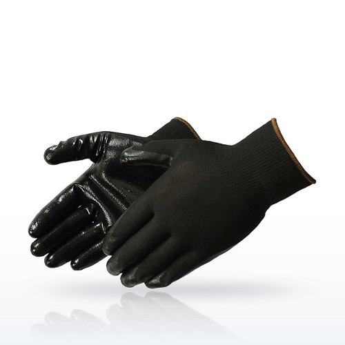 Liberty Safety FLX 4631QBK Coated Gloves, 13 gauge, Black polyester shell