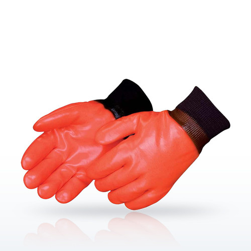 Liberty Safety 2521L Cold Weather Gloves, PVC Coated, Fluorescent orange PVC