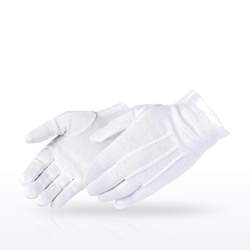 Liberty Safety 4625 Dotted Canvas Gloves, Formal White Dress Gloves, PVC Dots