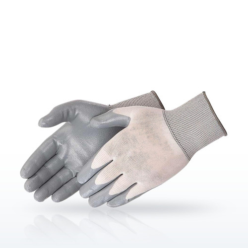Liberty Safety FLX™ 13 gauge, white polyester shell, gray nitrile palm Gloves