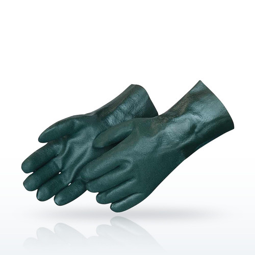 Liberty Safety 2733 PVC Gloves, PVC Coated, Green PVC