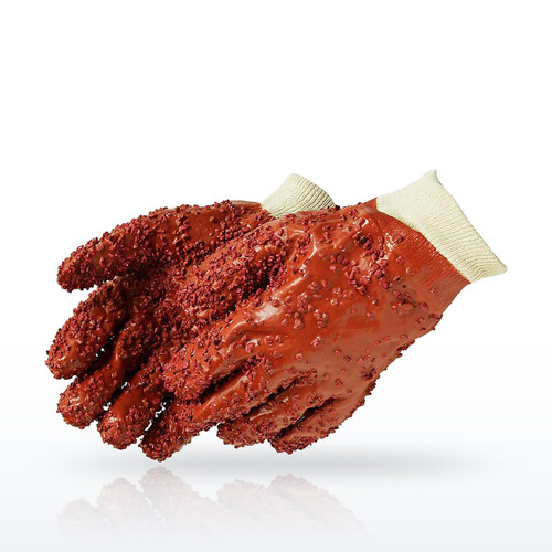 Liberty Safety 2451 PVC Gloves, PVC Coated, Red PVC