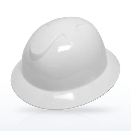Liberty Safety DuraShell® White full brim hard hat, 6-point ratchet suspension