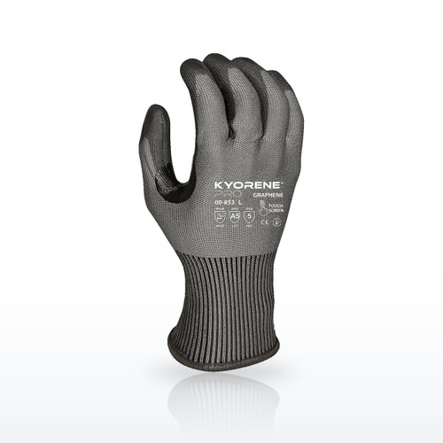 Lightweight 15g Gray Kyorene Pro Glove Liner, Polyurethane Palm, ANSI A5