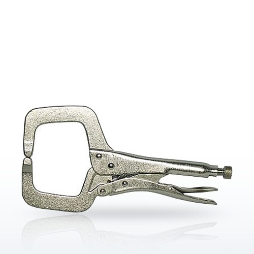 Locking C-Clamp, 2.625 in Throat Depth, 11 in OAL, Chrome, 3-3/4 in Opening Size
