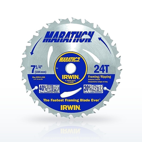 Marathon® Portable Corded Circular Saw Blade, 7-1/4 in dia, 24 Teeth, Bulk