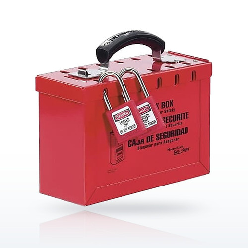 Master Lock® Group Lock Box, 9-1/4 in L, 6 in H, 3-3/4 in W, Steel, Red