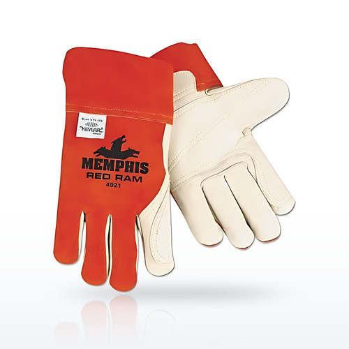 MCR Safety Red Ram 4921 Grain Leather Double Palm Welding Work Gloves