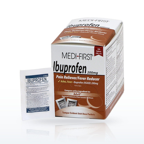 Medique 80833 Non-Prescription Medications, Medi-First Ibuprofen Tablets, 200 mg